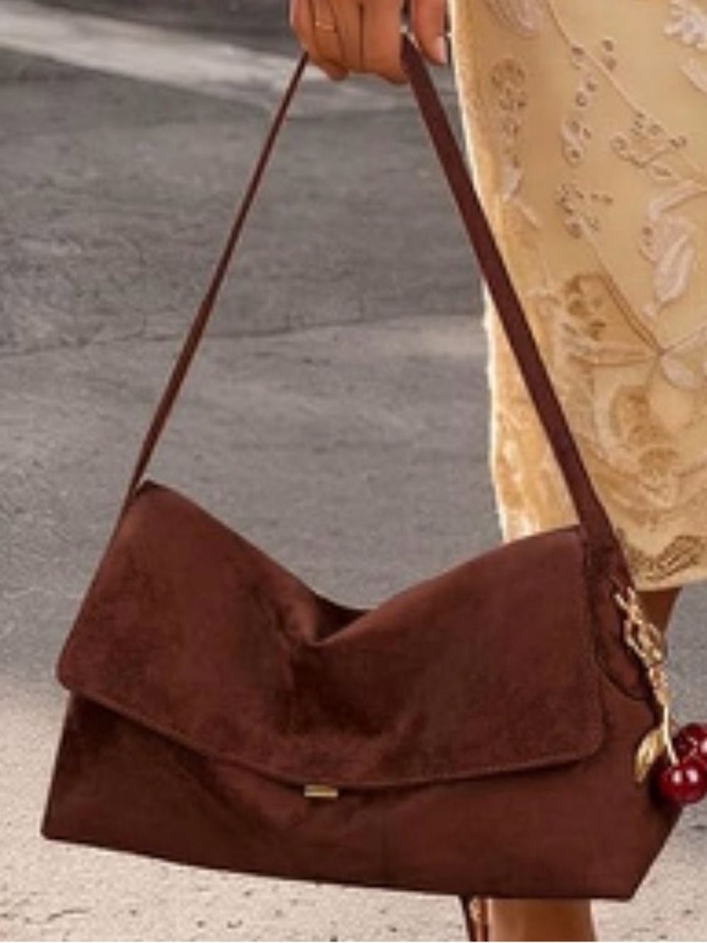 Faux Suede Slouchy Handbag - Picture 7 of 7
